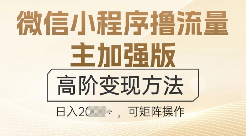 微信小程序撸流量主加强版，高阶变现方法，日收益多张-众创网