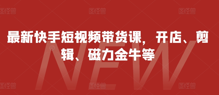 最新快手短视频带货课，开店、剪辑、磁力金牛等-众创网