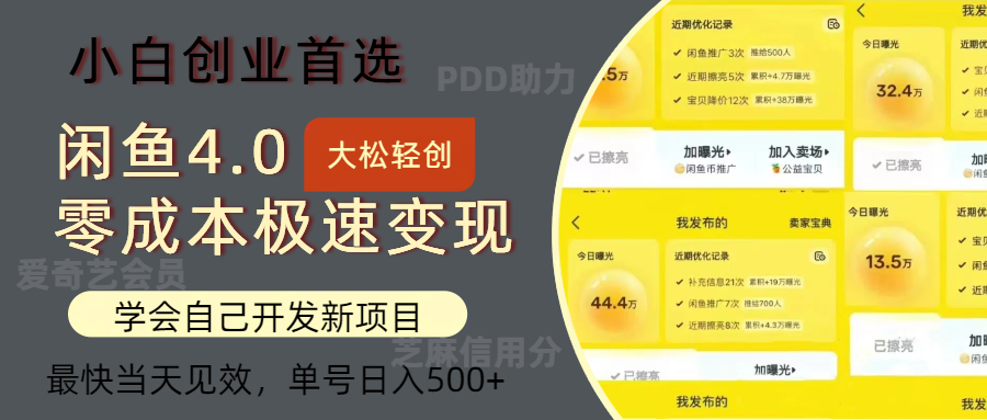 （12434期）闲鱼0成本极速变现项目，多种变现方式 单号日入500+最新玩法-众创网