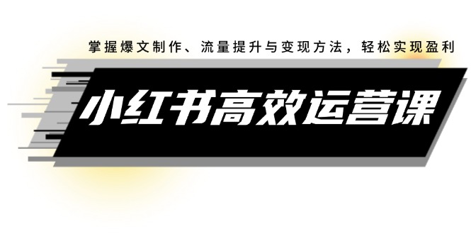 （12369期）小红书高效运营课：掌握爆文制作、流量提升与变现方法，轻松实现盈利-众创网