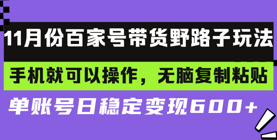 （13281期）百家号带货野路子玩法 手机就可以操作，无脑复制粘贴 单账号日稳定变现…-众创网