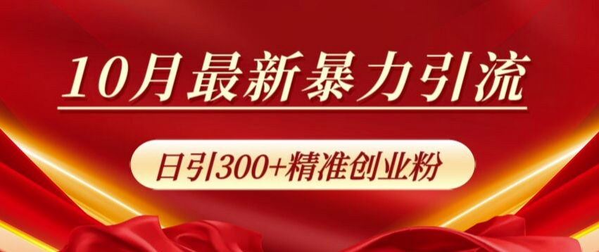 10月最新暴力引流，私域完美闭环，日引300+精准创业粉【揭秘】-众创网