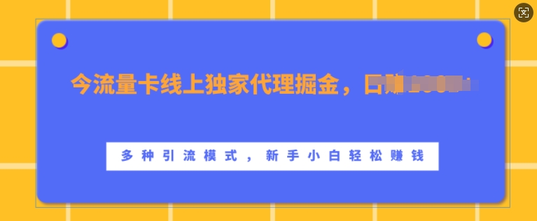 流量卡线上独家代理掘金，日入1k+ ，多种引流模式，新手小白轻松上手【揭秘】-众创网