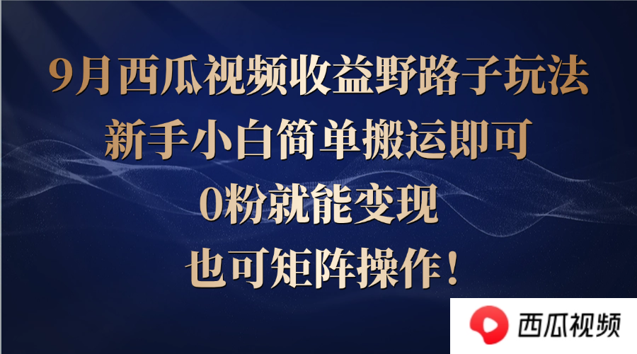 （12760期）西瓜视频收益野路子玩法，新手小白简单搬运即可，0粉就能变现，也可矩…-众创网