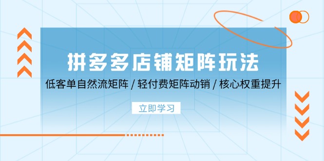 拼多多店铺矩阵玩法：低客单自然流矩阵 / 轻付费矩阵 动销 / 核心权重提升-众创网