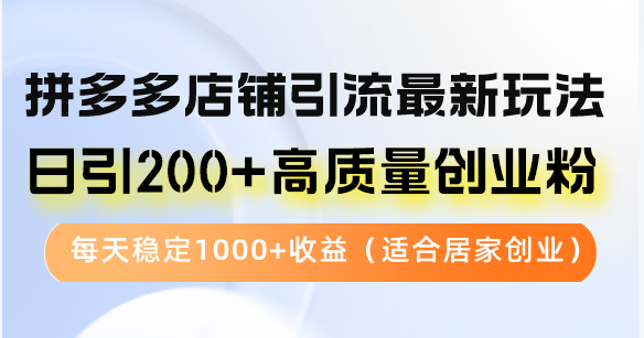 （12893期）拼多多店铺引流最新玩法，日引200+高质量创业粉，每天稳定1000+收益（…-众创网