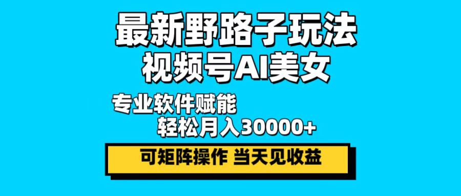 （12798期）最新野路子玩法，视频号AI美女，当天见收益，轻松月入30000＋-众创网