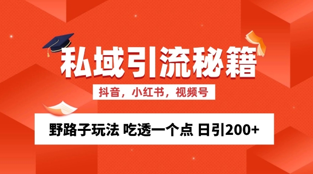 私域流量的精准化获客方法 野路子玩法 吃透一个点 日引200+ 【揭秘】-众创网