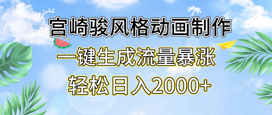 （13386期）宫崎骏风格动画制作，一键生成流量暴涨，轻松日入2000+-众创网