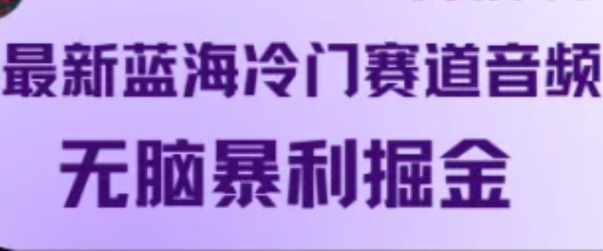 最新蓝海冷门赛道音频，无脑暴利掘金-众创网