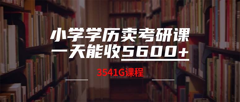 （12556期）小学学历卖考研课程，一天收5600（附3580G考研合集）-众创网