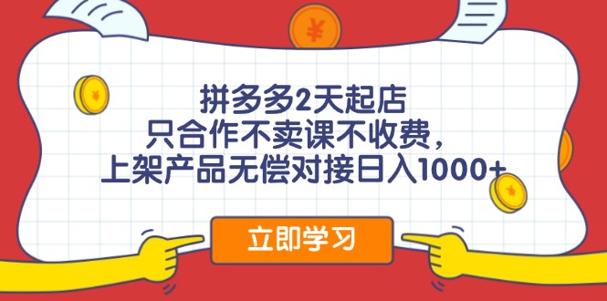 （12356期）拼多多0成本开店，只合作不卖课不收费，0成本尝试，日赚千元+-众创网