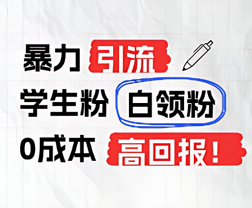 暴力行为引流方法学生们粉上班族粉，完爆过去废弃物游戏玩法，0成本费，高收益-众创网