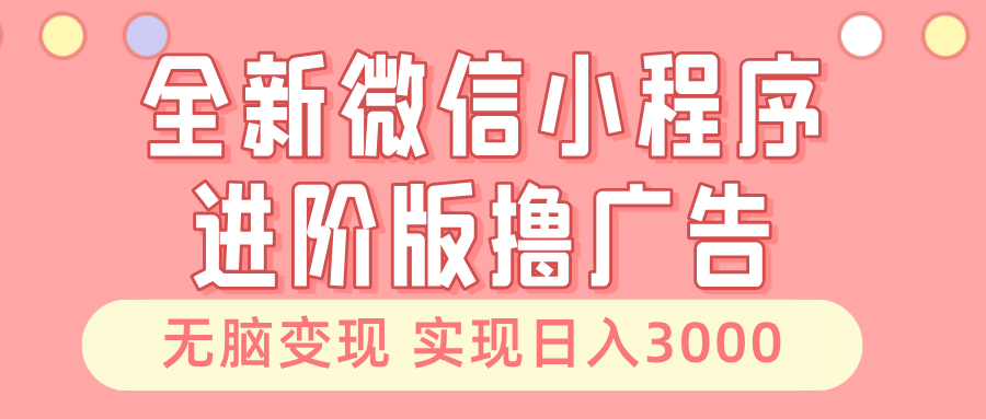 （13197期）全新微信小程序进阶版撸广告 无脑变现睡后也有收入 日入3000＋-众创网