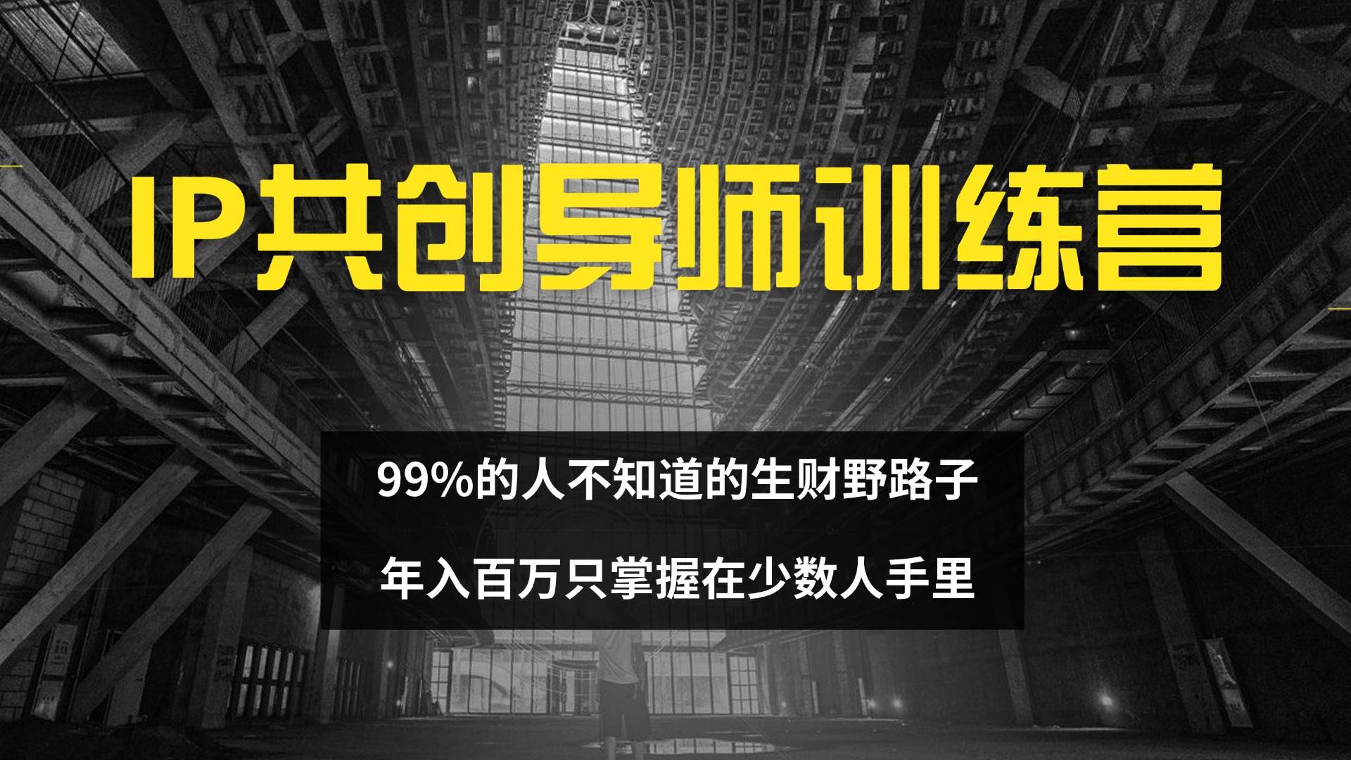 （12504期）IP共创导师训练营 99%的人不知道的生财野路子 只掌握在少数人手里-众创网