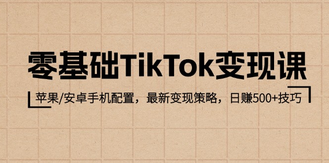 零基础TikTok变现课：苹果/安卓手机配置，最新变现策略，日赚500+技巧-众创网