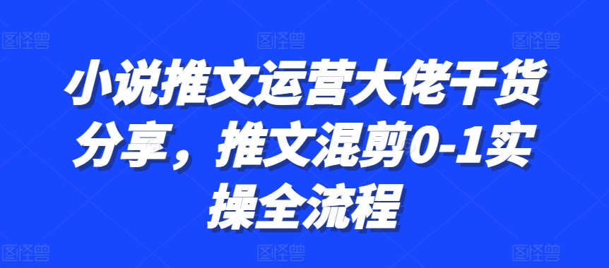 小说推文运营大佬干货分享，推文混剪0-1实操全流程-众创网