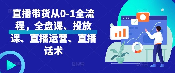 直播带货从0-1全流程，全盘课、投放课、直播运营、直播话术-众创网