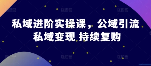 私域进阶实操课，公域引流 私域变现 持续复购-众创网