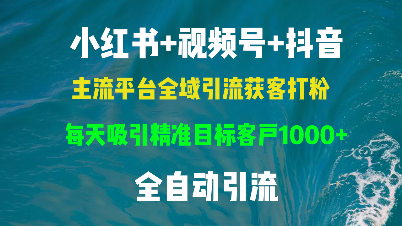 （13104期）小红书，视频号，抖音主流平台全域引流获客打粉，每天吸引精准目标客户…-众创网