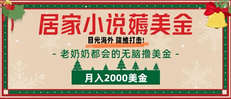 居家小说薅美金，拆解海外撸美金项目月入2000美刀详细指导-众创网