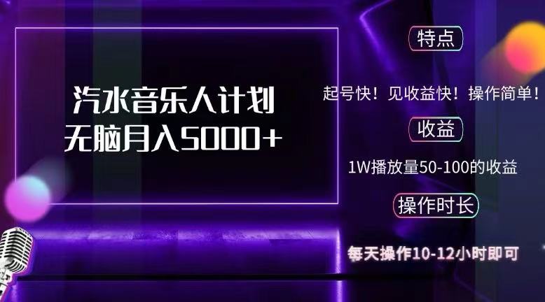 （12429期）抖音汽水音乐人计划无脑月入5000+-众创网