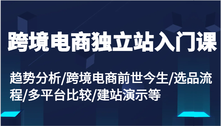 跨境电商电商独立站新手入门课：变化趋势/跨境电子商务来世今生/选款步骤/全平台较为/建网站演试等-众创网