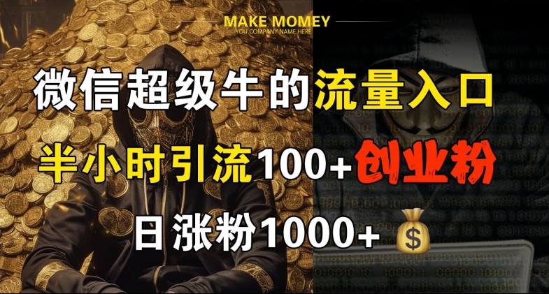 微信超级牛的流量入口，半小时引流100+创业粉，日涨粉1000+-众创网