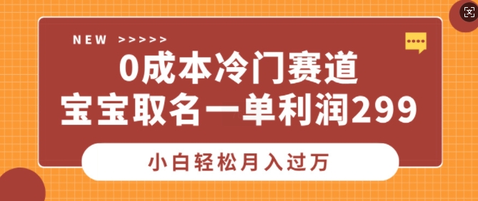 0成本冷门赛道，宝宝取名一单利润299，小白轻松月入过万-众创网