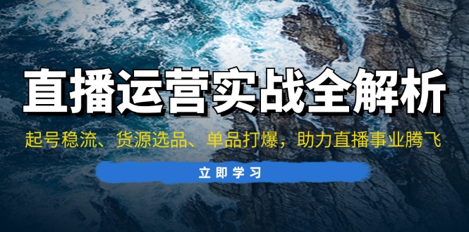 （13294期）直播运营实战全解析：起号稳流、货源选品、单品打爆，助力直播事业腾飞-众创网