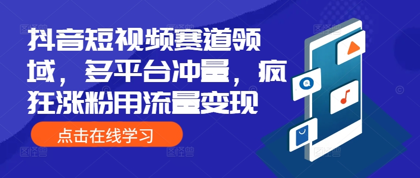 抖音短视频赛道领域，多平台冲量，疯狂涨粉用流量变现-众创网