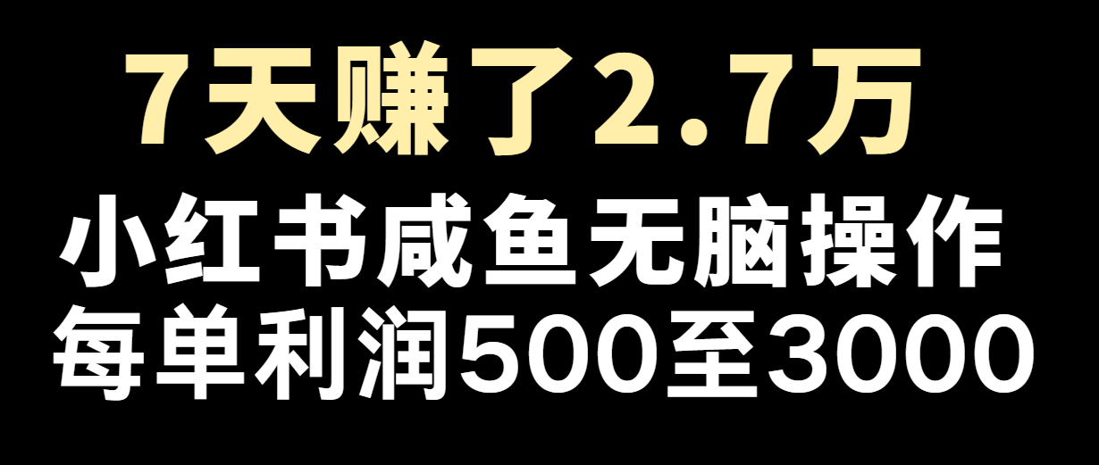 七天赚了2.7万！每单利润最少500+，轻松月入5万+小白有手就行-众创网