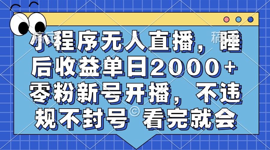 （13251期）小程序无人直播，睡后收益单日2000+ 零粉新号开播，不违规不封号 看完就会-众创网