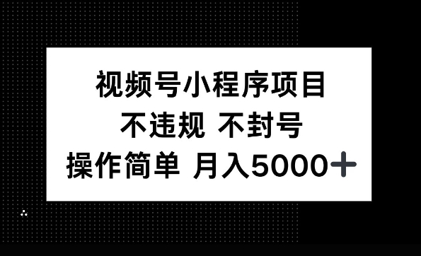 视频号小程序项目，不违规不封号，操作简单 月入5000+-众创网