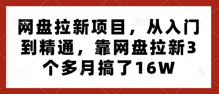 网盘拉新项目，从入门到精通，靠网盘拉新3个多月搞了16W-众创网