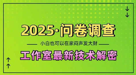 2025问卷调查最新工作室技术解密：一个人在家也可以闷声发大财，小白一天2张，可矩阵放大【揭秘】-众创网