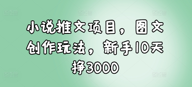 小说推文项目，图文创作玩法，新手10天挣3000-众创网