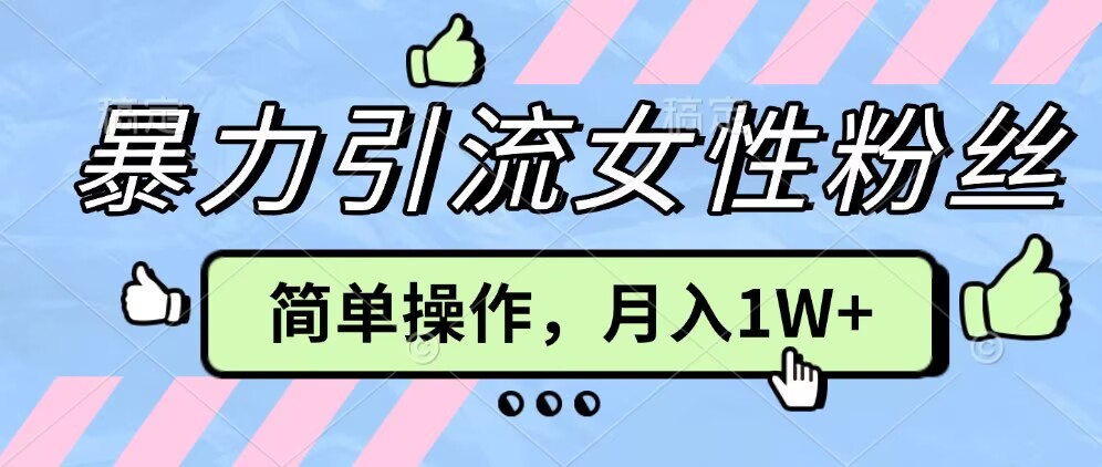 操作“零难度”小众项目，疯狂引流女性粉丝，月入轻松破 1W+-众创网