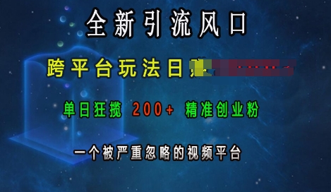 全新引流风口，跨平台玩法日入上k，单日狂揽200+精准创业粉，一个被严重忽略的视频平台-众创网