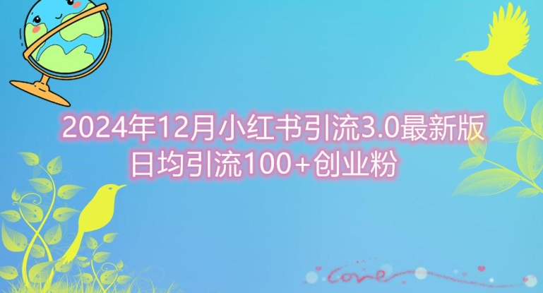 2024年12月小红书引流最新版，日均引流100+创业粉-众创网