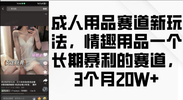 成人用品赛道新玩法，情趣用品一个长期暴利的赛道，3个月收益20个【揭秘】-众创网