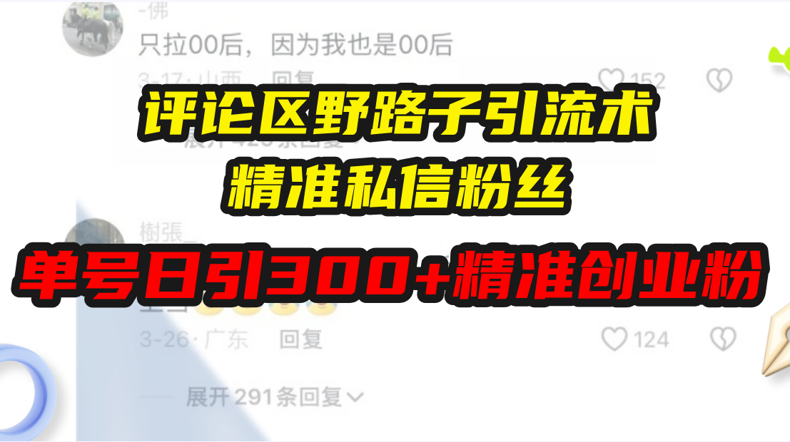 （13676期）评论区野路子引流术，精准私信粉丝，单号日引流300+精准创业粉-众创网