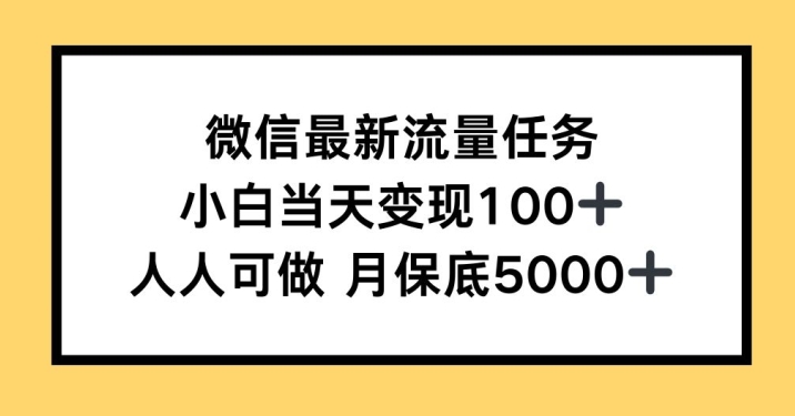 微信最新流量任务，小白当天变现100+，人人可做-众创网