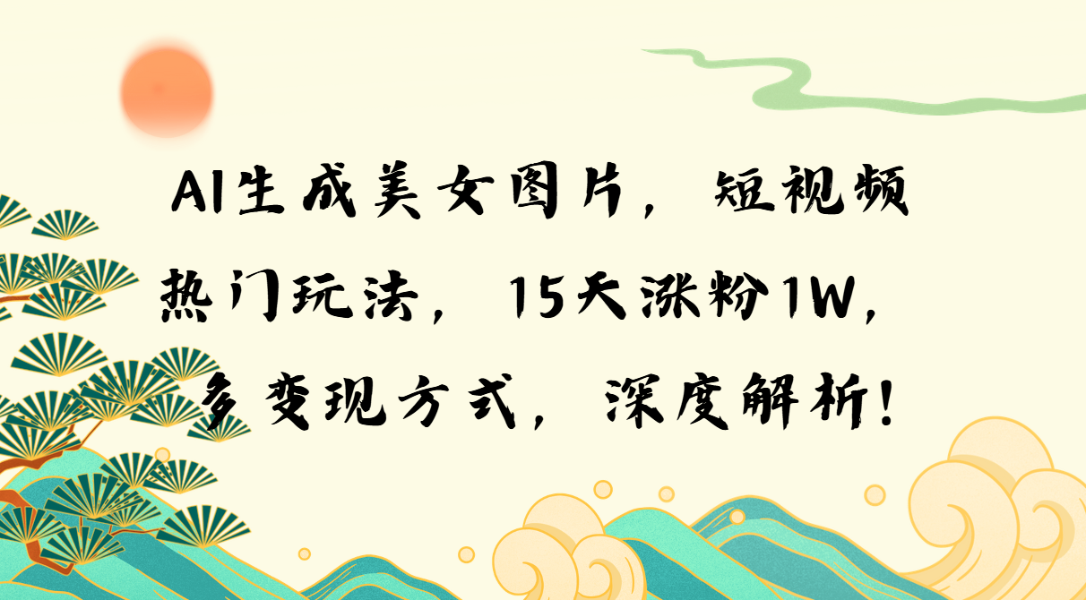 （13581期）AI生成美女图片，短视频热门玩法，15天涨粉1W，多变现方式，深度解析!-众创网