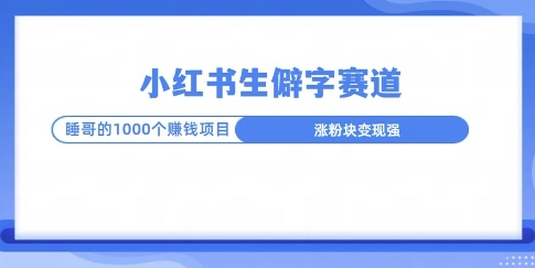 小红书生僻字玩法，快速涨分变现详解-众创网