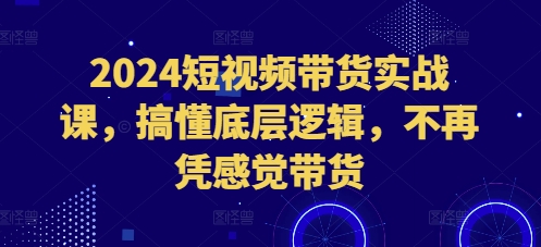 2024短视频带货实战课，搞懂底层逻辑，不再凭感觉带货-众创网