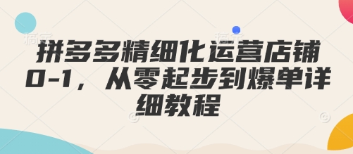 拼多多精细化运营店铺0-1，从零起步到爆单详细教程-众创网