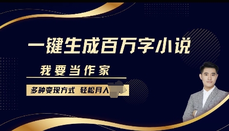 我要当作家，一键生成百万字小说，多种变现方式，轻松月入过W+-众创网