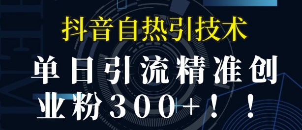 抖音自热引流，单日引流精准创业粉300+-众创网