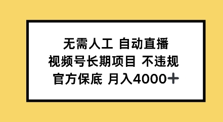 无需人工自动直播，视频号长期项目不违规，官方保底月入4000左右-众创网